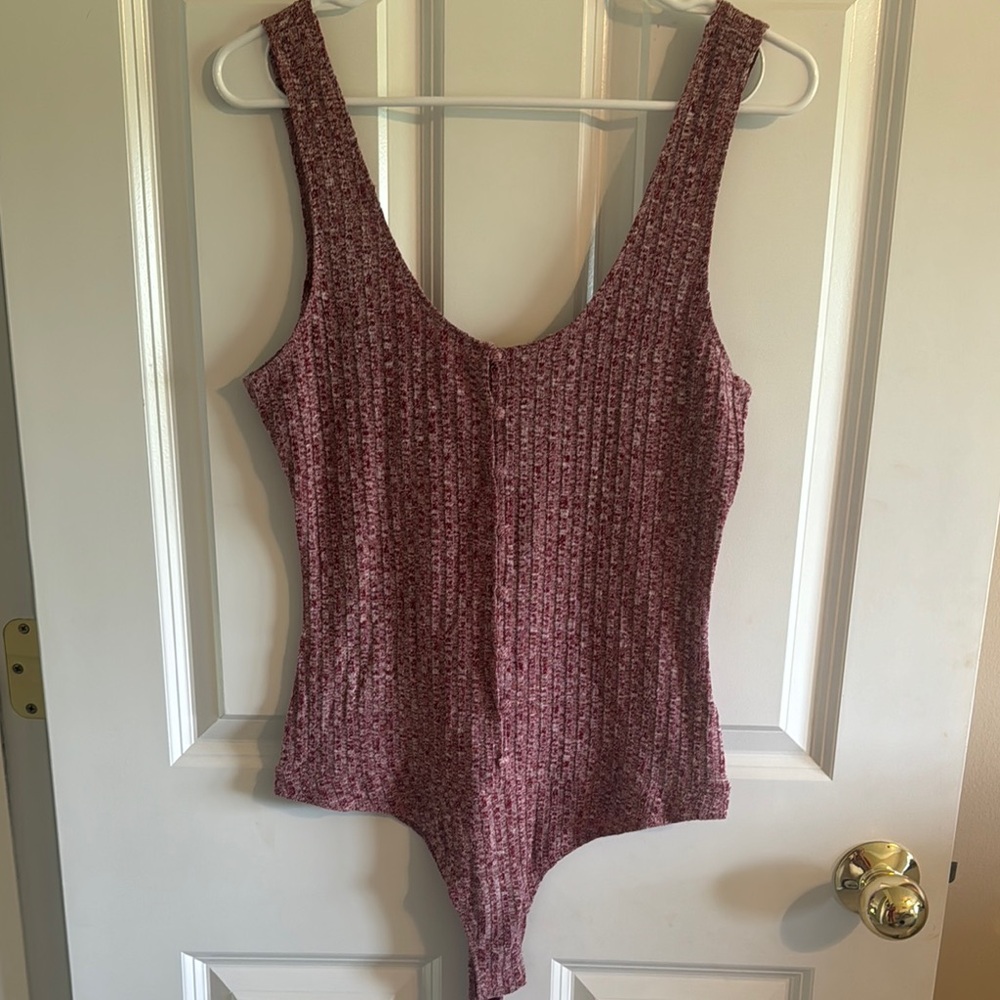 Buddy Basics Red Ribbed Knit Bodysuit